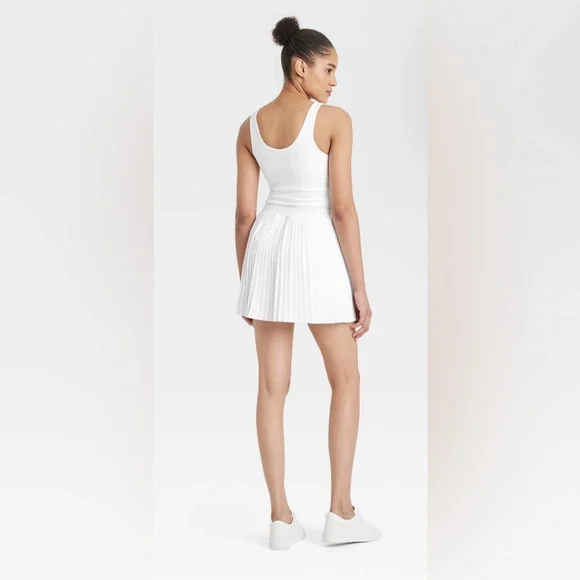 All In Motion White Pleated Tennis Dress — Size S NWT Built-In Shorts - Picture 2 of 6